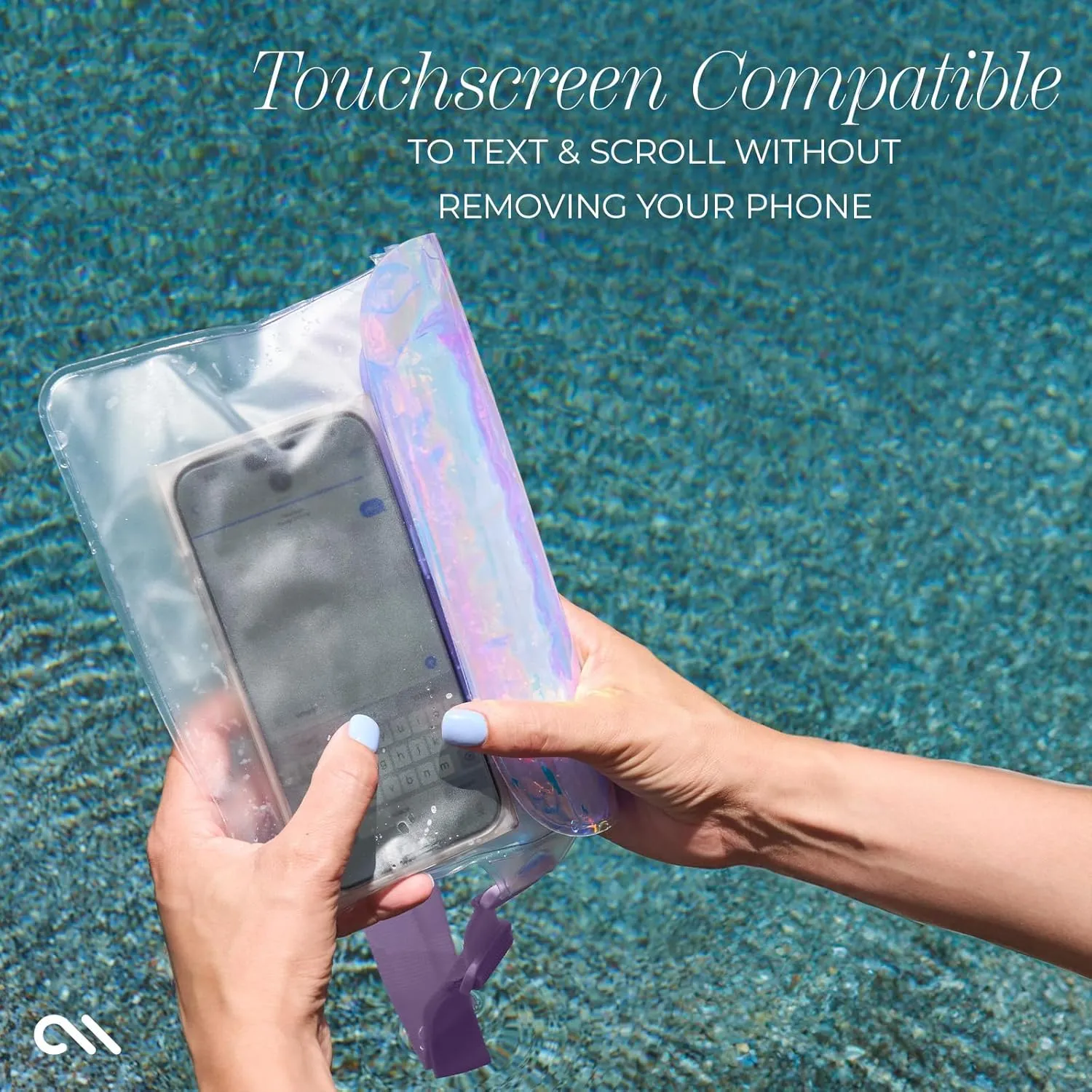Case-Mate Soap Bubble IP68 Waterproof Phone Pouch/Case with Triple Seal Protection, Adjustable Strap - Waterproof Fanny Pack for iPhone 16 Pro Max/iPhone 15 Pro Max/14/13/S25/S24/Pixel 9 - Iridescent