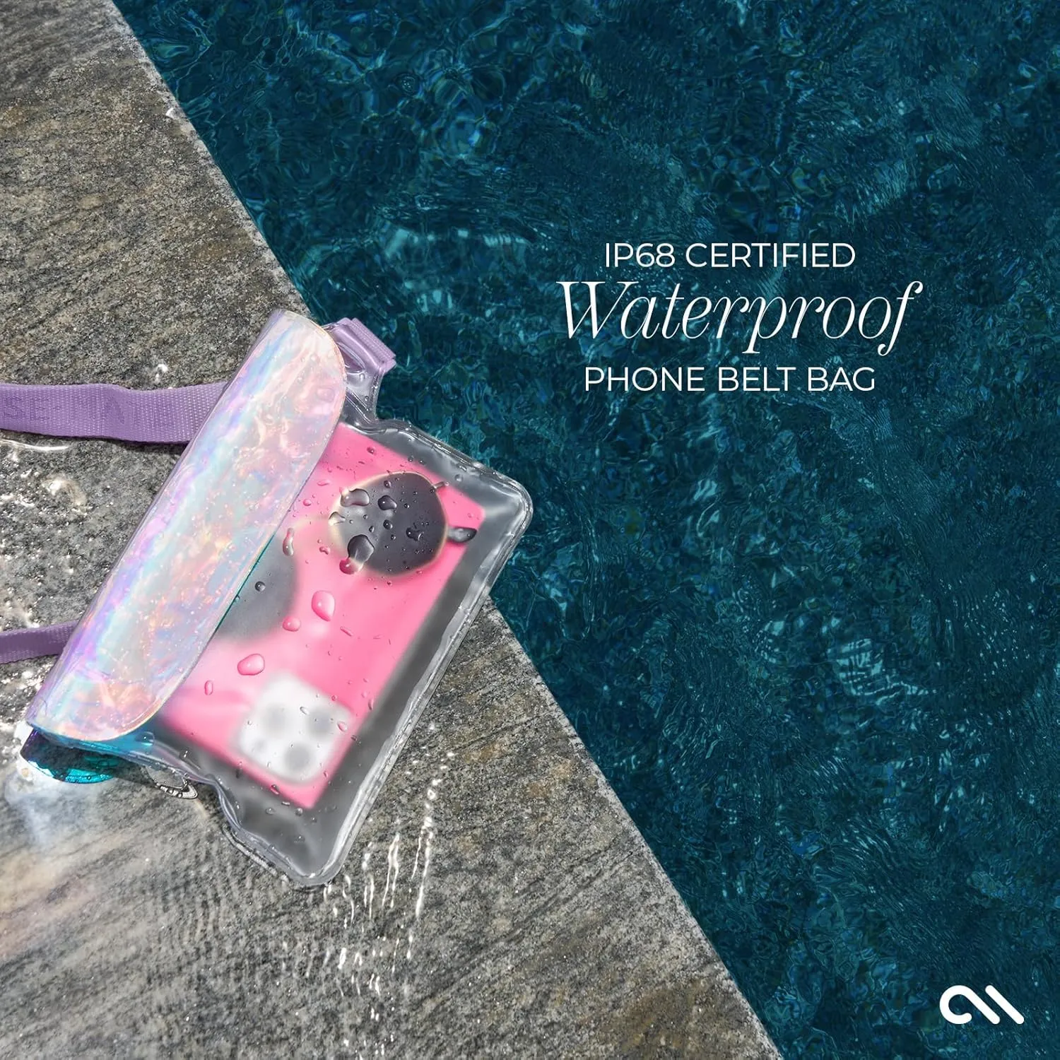 Case-Mate Soap Bubble IP68 Waterproof Phone Pouch/Case with Triple Seal Protection, Adjustable Strap - Waterproof Fanny Pack for iPhone 16 Pro Max/iPhone 15 Pro Max/14/13/S25/S24/Pixel 9 - Iridescent