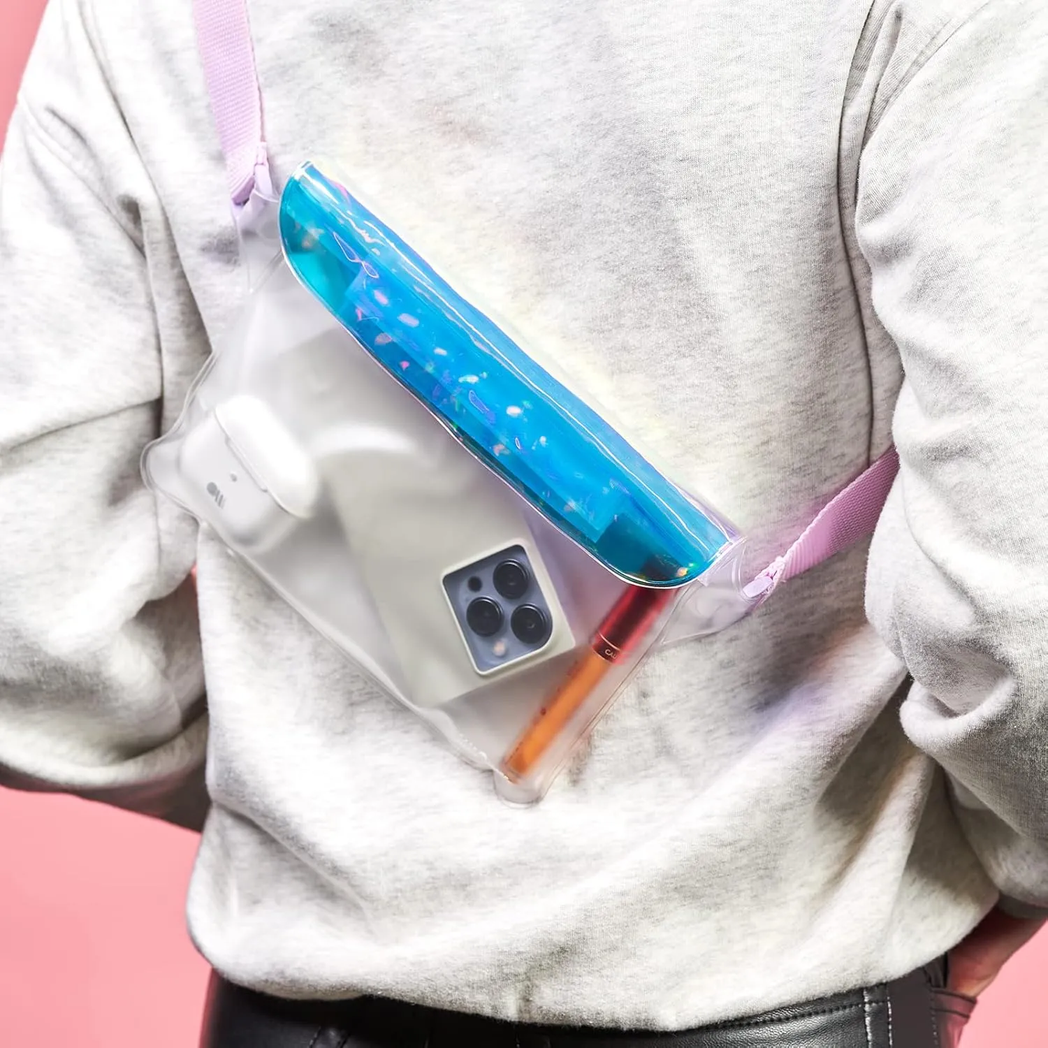 Case-Mate Soap Bubble IP68 Waterproof Phone Pouch/Case with Triple Seal Protection, Adjustable Strap - Waterproof Fanny Pack for iPhone 16 Pro Max/iPhone 15 Pro Max/14/13/S25/S24/Pixel 9 - Iridescent