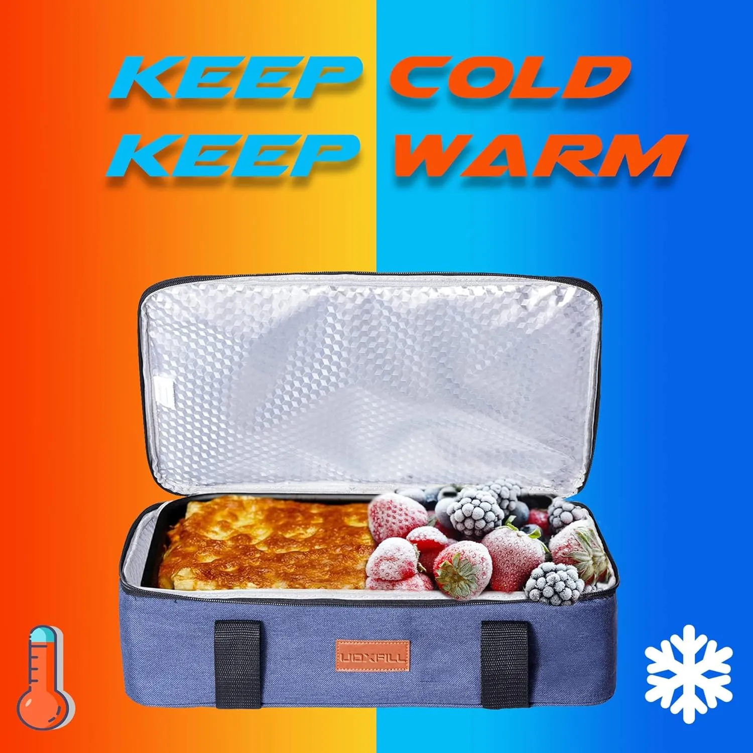 Casserole Carrier with Cooler,Lunch Bag Insulated Thermal Casserole Carrier for Hot or Cold Food,Tote Bag for Potluck Cookouts Parties Picnic, Lasagna Lugger,Fits 9"x13"