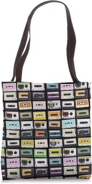 Cassette Tapes Mixtapes 1980s Radio Music Graphic Print Tote Bag