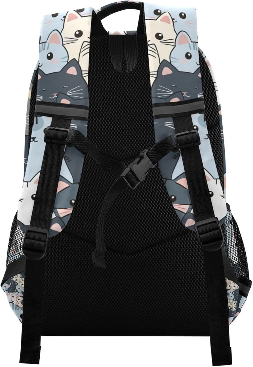 Cat Backpack for Students Boys Girls Gray Cartoon Cats School Bag Travel Daypack Rucksack