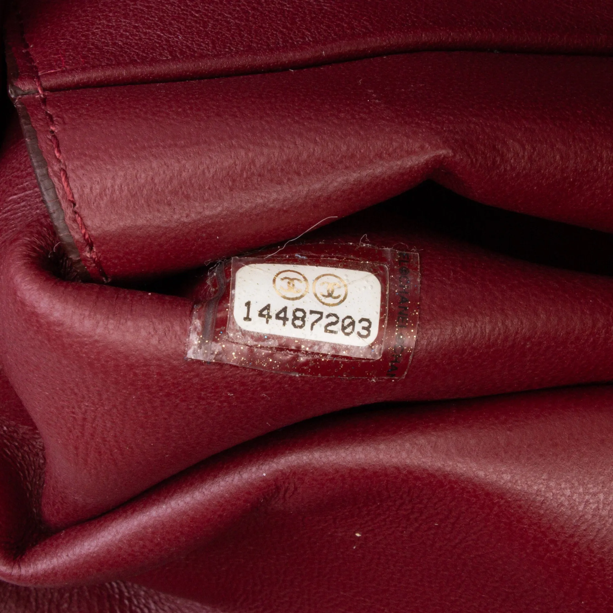 CC Crackled Glazed Calfskin Accordion Flap