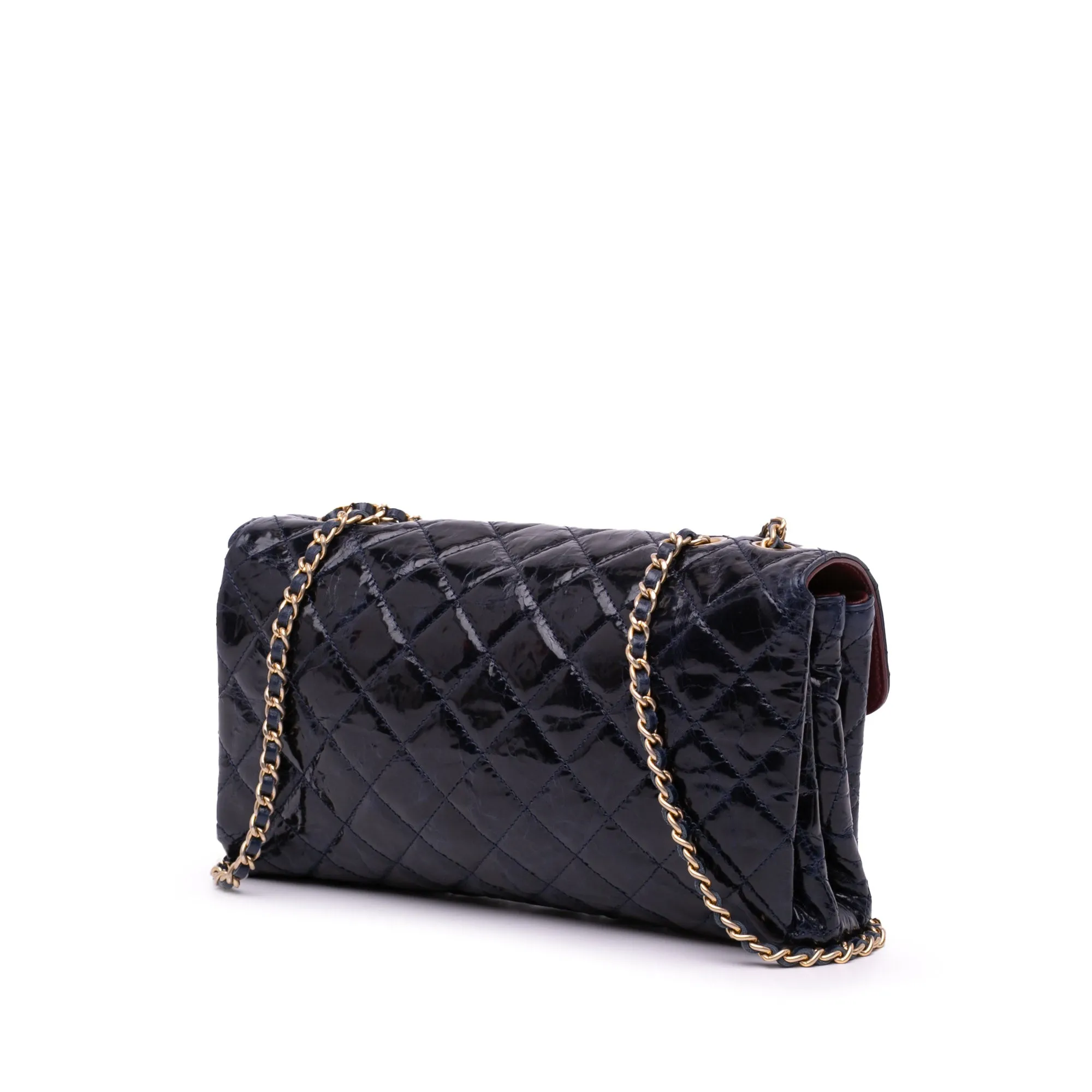CC Crackled Glazed Calfskin Accordion Flap