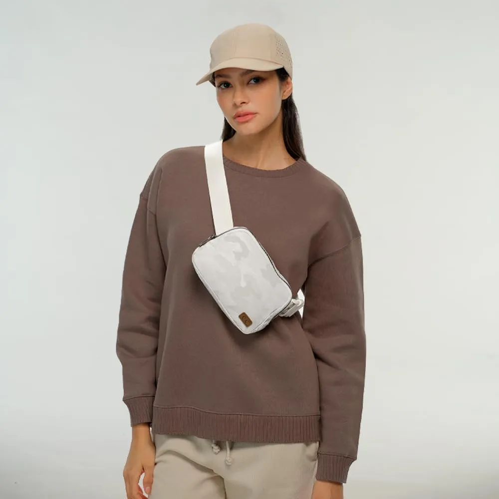 C.C Women's Fanny Pack Crossbody Belt Bag - Waist Pack with Adjustable Strap - Camo White (BG-4254)