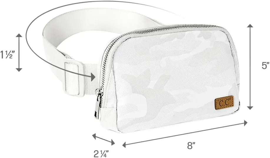 C.C Women's Fanny Pack Crossbody Belt Bag - Waist Pack with Adjustable Strap - Camo White (BG-4254)