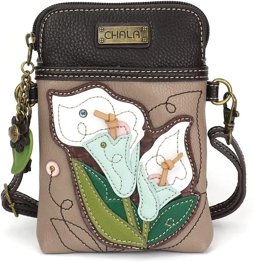CHALA Cell Phone Crossbody Purse-Women PU Leather/Canvas Multicolor Handbag with Adjustable Strap