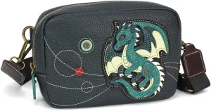 CHALA Mini Pack Women RFID Protected Sling Purse and Waist Bag with Two Adjustable Straps - Dragon - navy