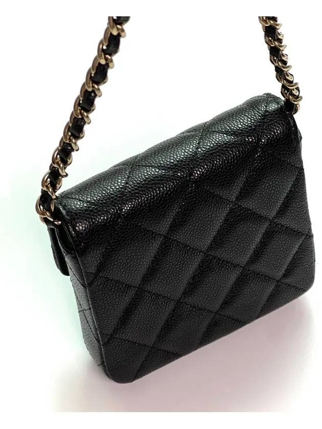 Chanel Must-have Cross Leather Bag Logo Fully-featured Black CC Mini Chain