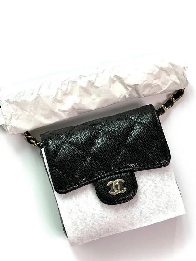 Chanel Must-have Cross Leather Bag Logo Fully-featured Black CC Mini Chain