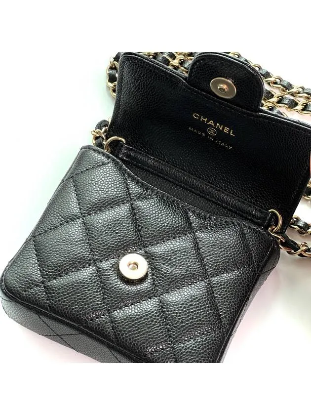 Chanel Must-have Cross Leather Bag Logo Fully-featured Black CC Mini Chain