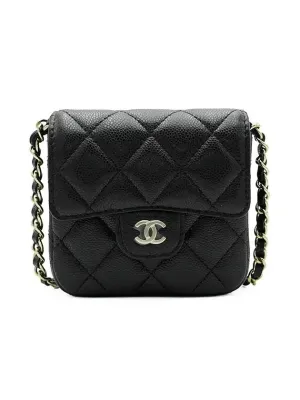 Chanel Must-have Cross Leather Bag Logo Fully-featured Black CC Mini Chain
