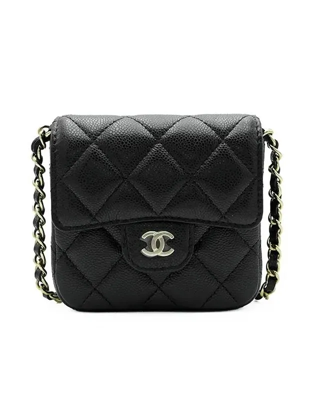 Chanel Must-have Cross Leather Bag Logo Fully-featured Black CC Mini Chain