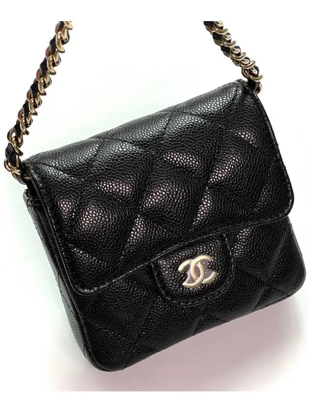 Chanel Must-have Cross Leather Bag Logo Fully-featured Black CC Mini Chain
