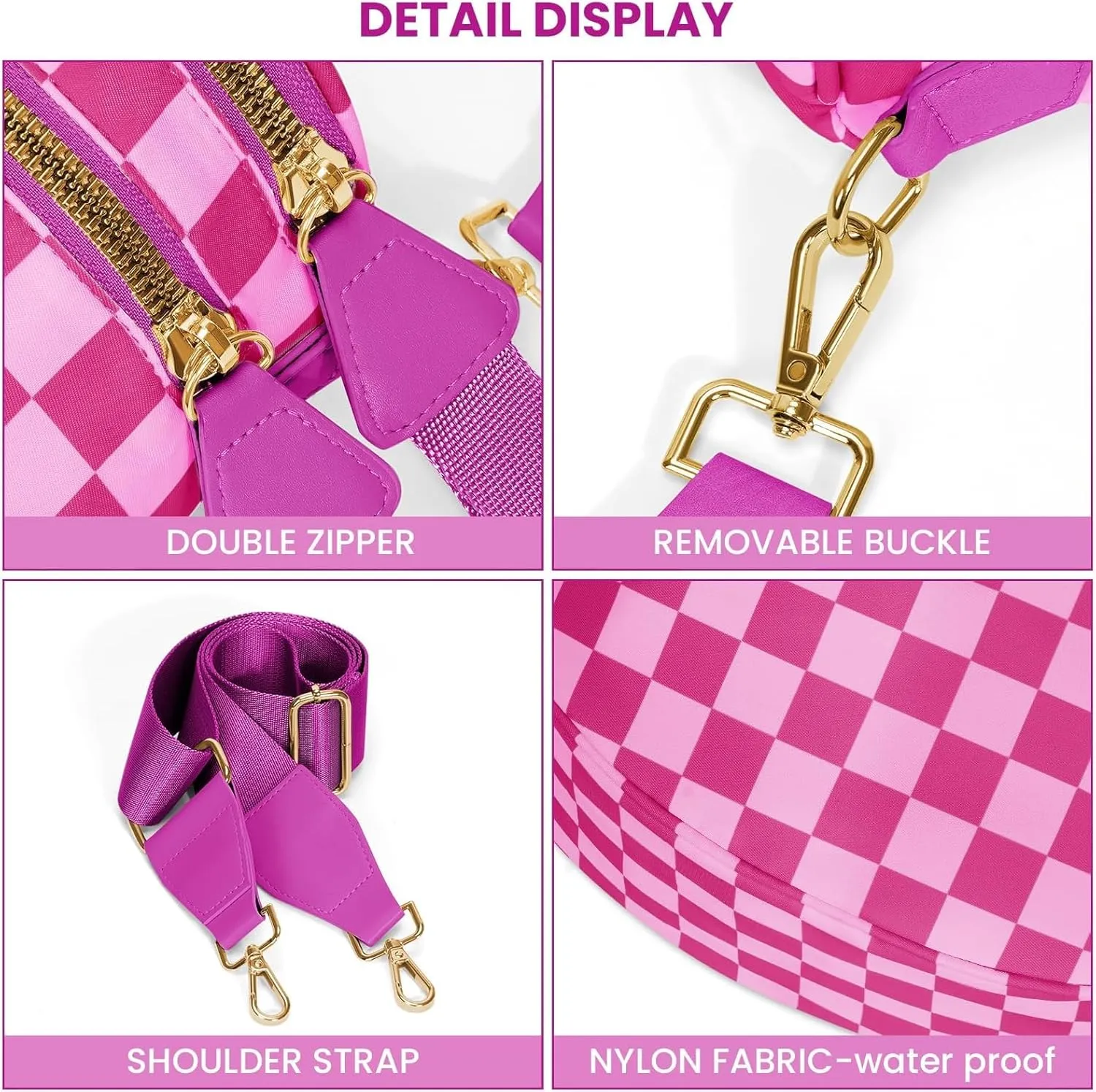 Checkered Crossbody Bag for Women Fanny Packs Shoulder Bum Bag Hobo Purses Handbags for Travel