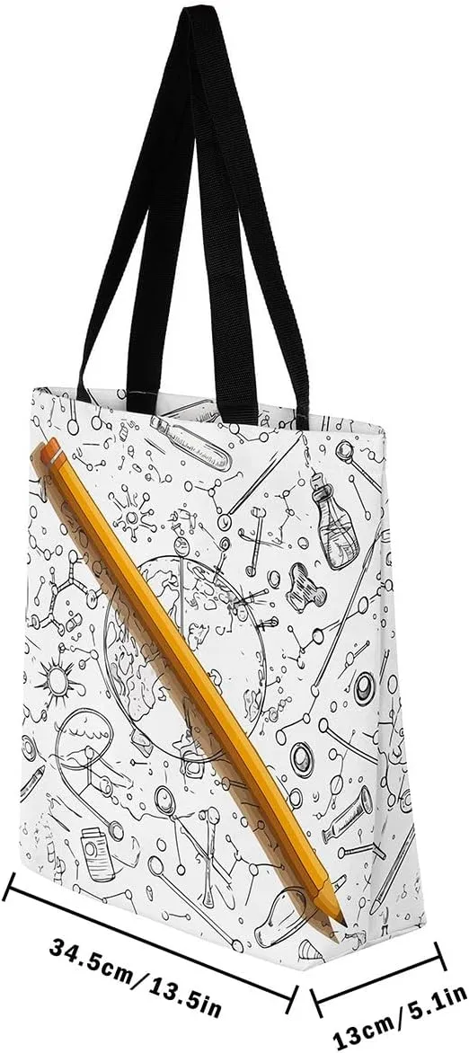Chemical Equation Canvas Tote Bag for Women,Chemistry Large Capacity Gym Bag Science Students Learning Gift