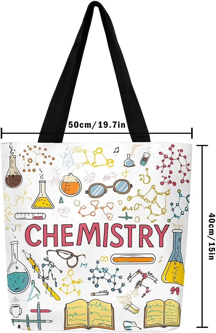 Chemical Equation Canvas Tote Bag for Women,Chemistry Large Capacity Gym Bag Science Students Learning Gift