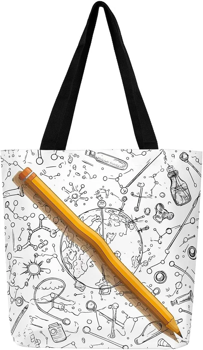Chemical Equation Canvas Tote Bag for Women,Chemistry Large Capacity Gym Bag Science Students Learning Gift