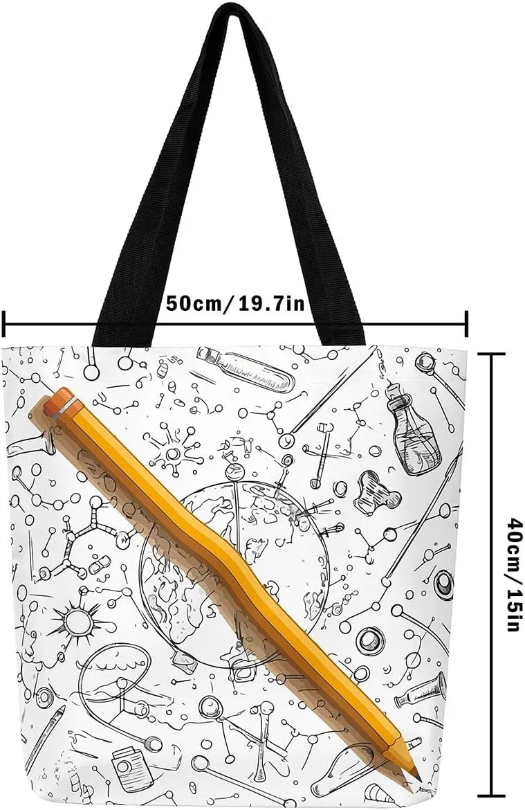 Chemical Equation Canvas Tote Bag for Women,Chemistry Large Capacity Gym Bag Science Students Learning Gift