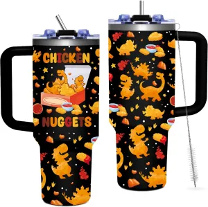Chicken Nuggets Tumbler for Food Lovers, 40oz Bestie Tumbler with Handle for Kids Adults, Funny Chicken Nugget Themed Gift for Boys, Girls, Friendship Gifts for Women