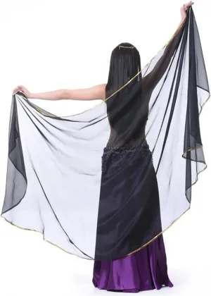 Chiffon Belly Dance Veil Lightweight Belly Dance Scarf Belly Dance Hip Scarf Sequin Trim Gold Shawls Veils
