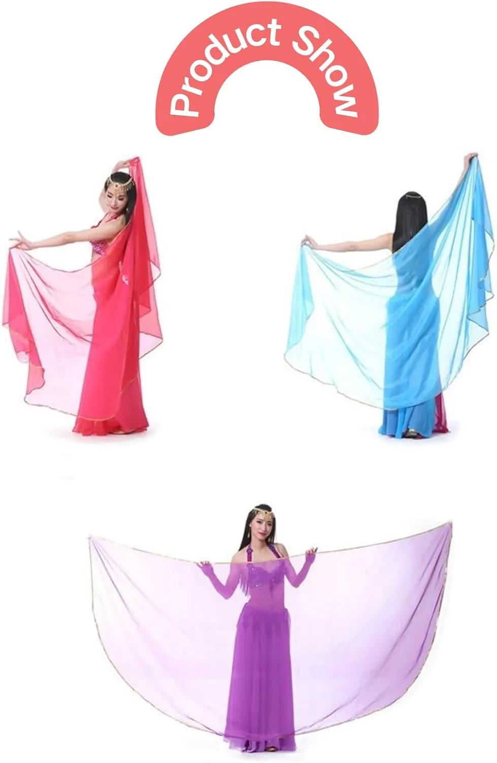 Chiffon Belly Dance Veil Lightweight Belly Dance Scarf Belly Dance Hip Scarf Sequin Trim Gold Shawls Veils