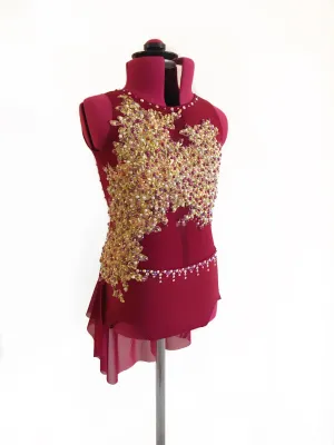 CHILD LARGE burgundy/gold lyrical/contemporary ready-to-ship dance costume