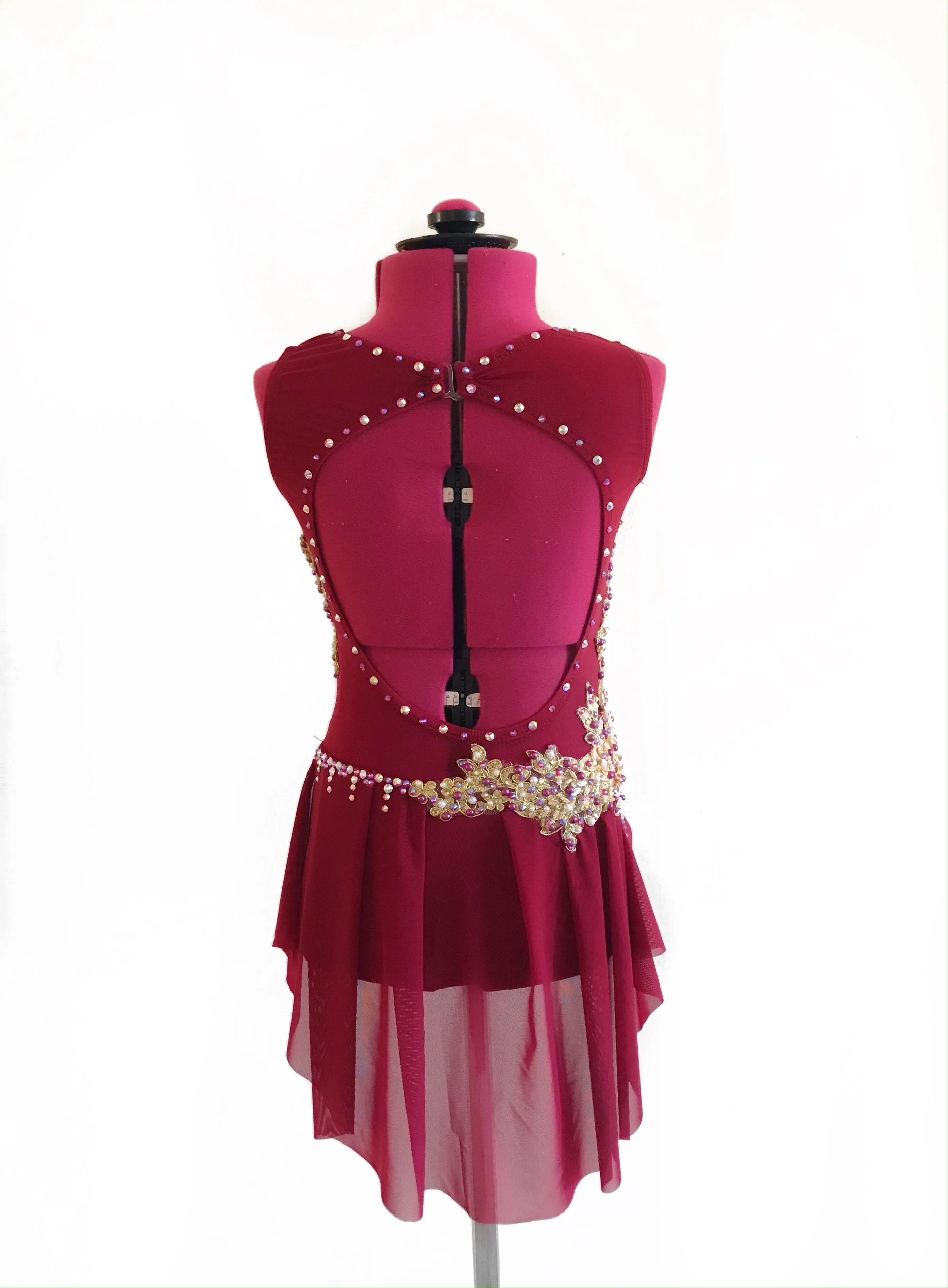 CHILD LARGE burgundy/gold lyrical/contemporary ready-to-ship dance costume