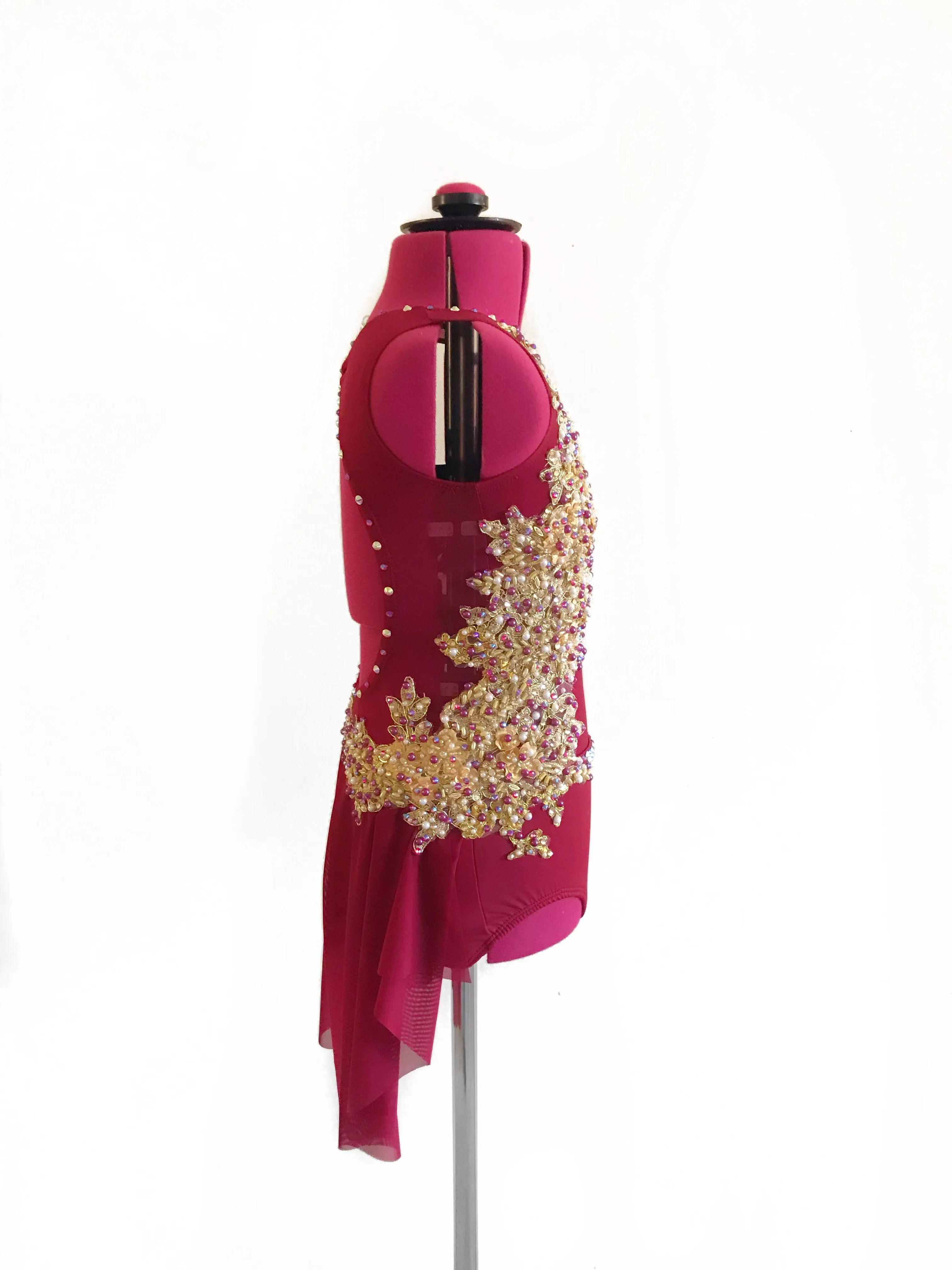 CHILD LARGE burgundy/gold lyrical/contemporary ready-to-ship dance costume
