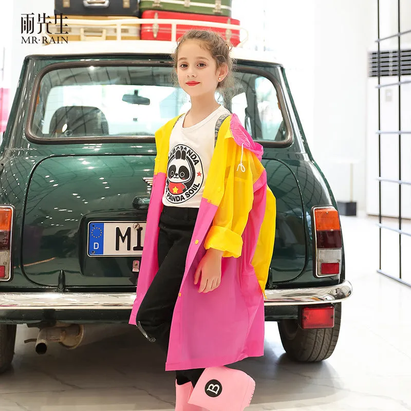 Children's Raincoat Poncho with Schoolbag Space for Boys & Girls