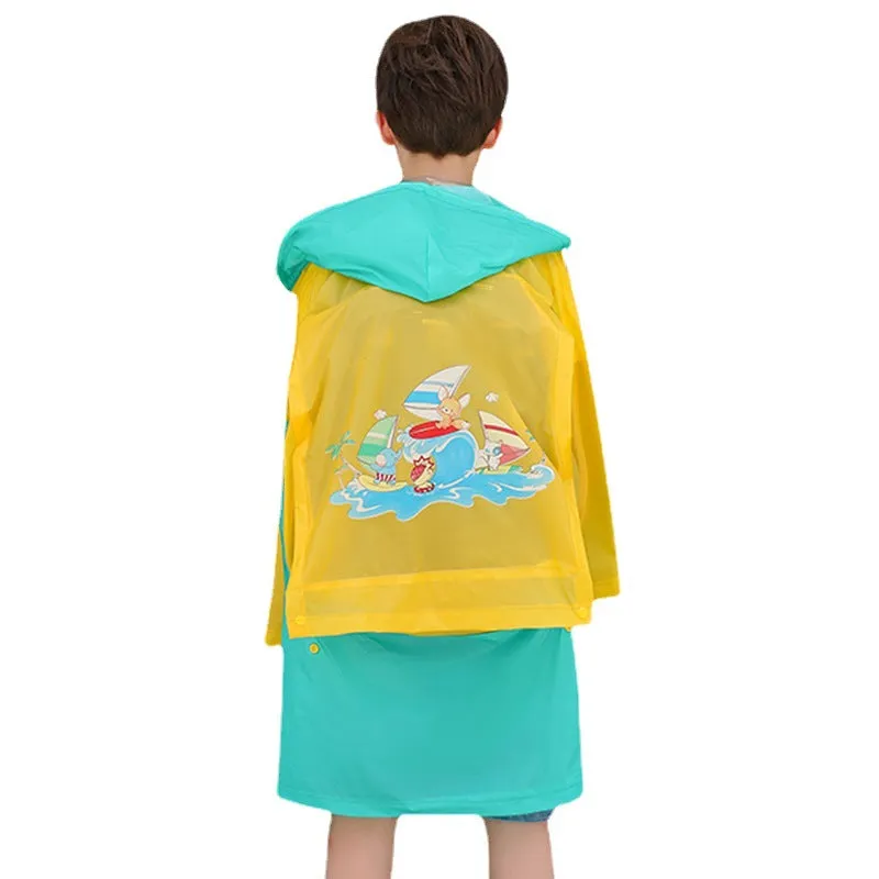 Children's Raincoat Poncho with Schoolbag Space for Boys & Girls