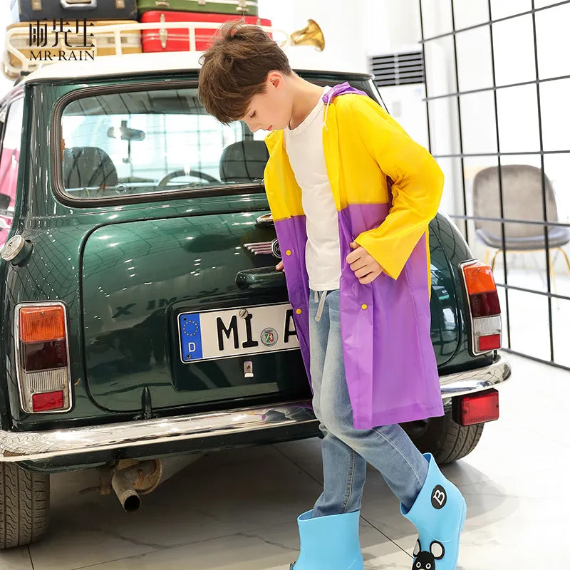 Children's Raincoat Poncho with Schoolbag Space for Boys & Girls