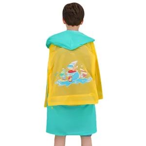 Children's Raincoat Poncho with Schoolbag Space for Boys & Girls