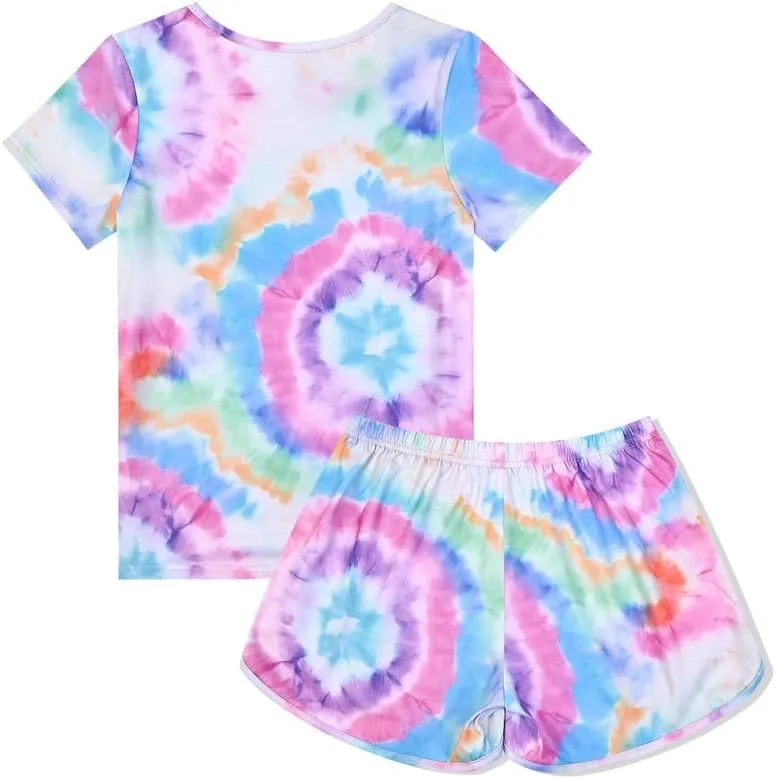CHILDRENSTAR Pajama Sets for Girls Kids Pjs Summer Cotton Short Sleeve Sleepwear