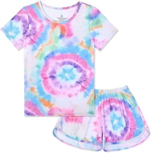CHILDRENSTAR Pajama Sets for Girls Kids Pjs Summer Cotton Short Sleeve Sleepwear