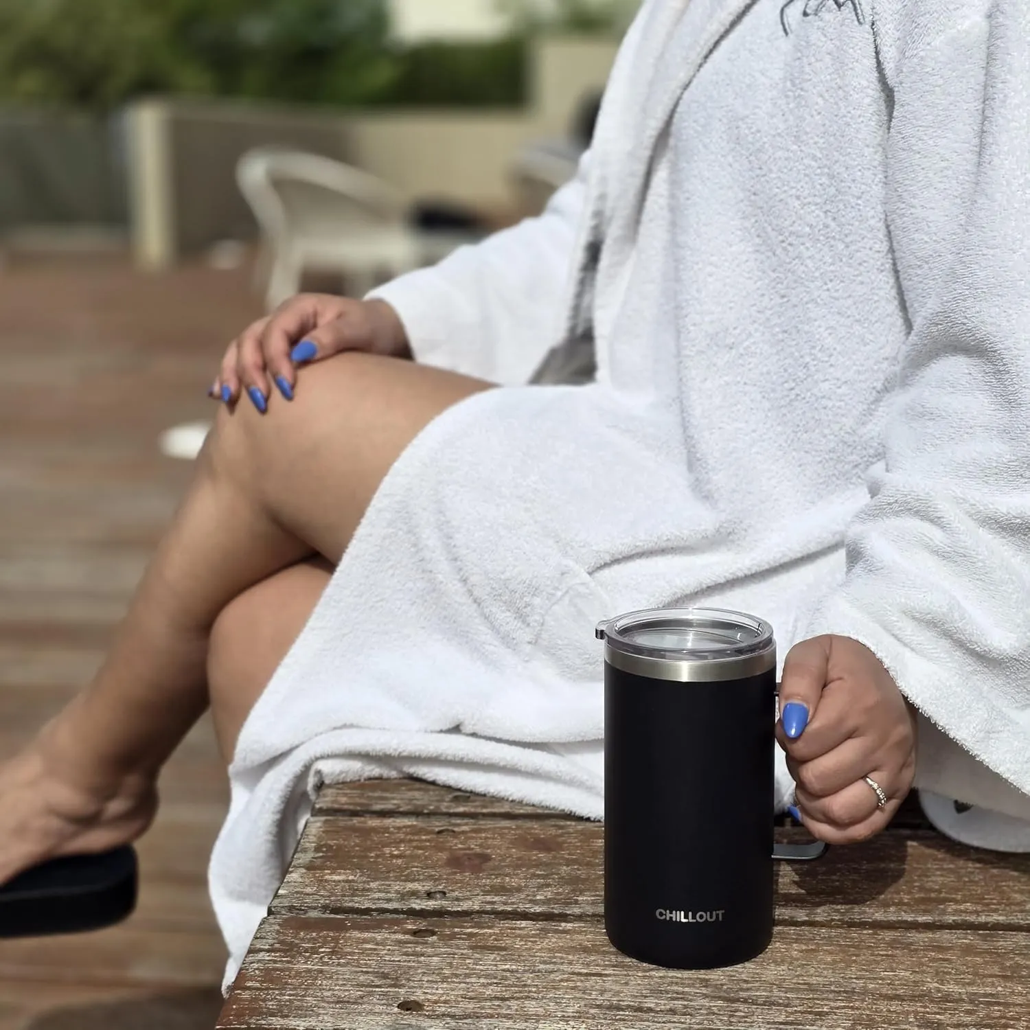 CHILLOUT LIFE Stainless Steel 20 oz Vacuum Insulated Coffee Mug with Handle and Lid, Large Thermal Camping Coffee Mug Cup with Durable Sliding Lid for Men & Women, Keeps your Beverages Hot/Cold