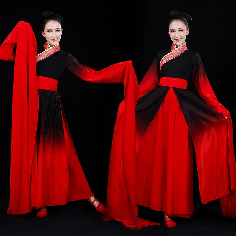 Chinese Folk Dance Costume Classical Dance Costume Female Chinese Wind Dance Han Dress Ancient Watersleeve Dance Costume Adult