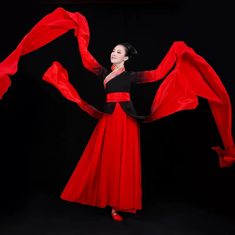Chinese Folk Dance Costume Classical Dance Costume Female Chinese Wind Dance Han Dress Ancient Watersleeve Dance Costume Adult