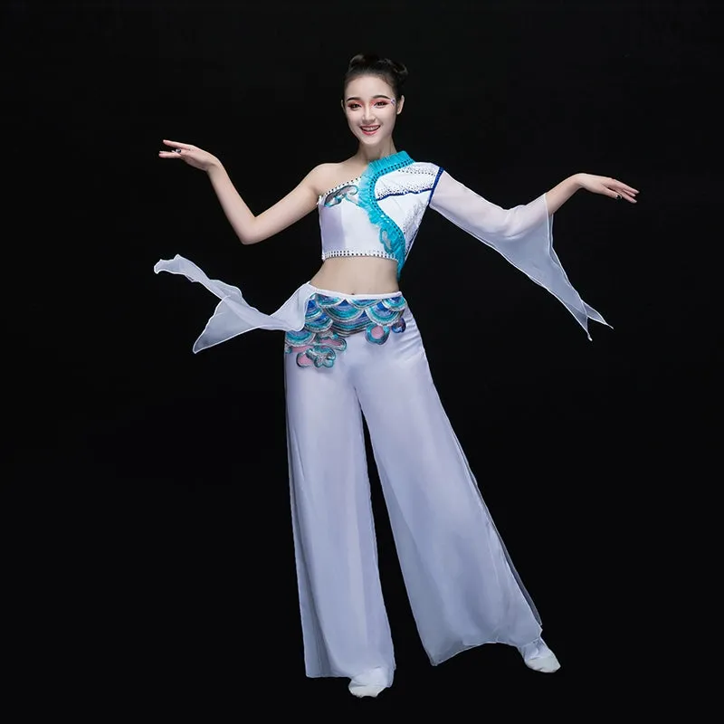 Chinese Folk Dance Costumes Classical Dance Costume Women Modern Dance Costume Fan Umbrella Dance Sleeve Dance Adults