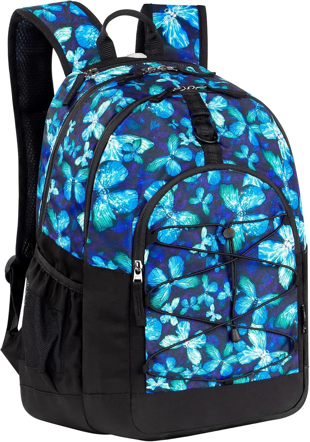 Choco Mocha Butterfly Backpack for Teen Girls, Travel School Backpack for Girls Middle School Large Bookbag 18 Inch, Black