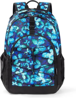 Choco Mocha Butterfly Backpack for Teen Girls, Travel School Backpack for Girls Middle School Large Bookbag 18 Inch, Black