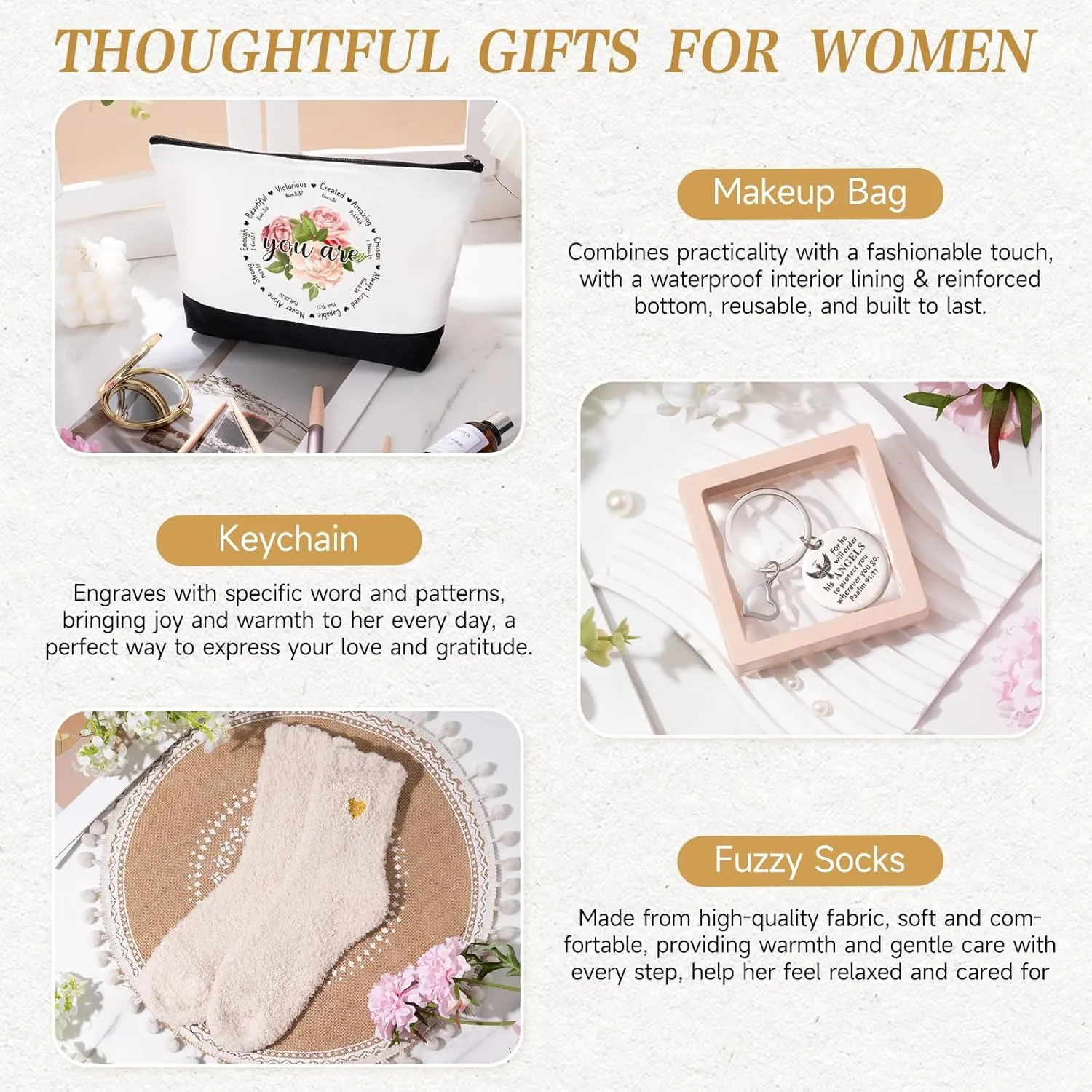 Christian Gifts for Women Faith, Inspirational Religious Gifts for Women, Catholic Spiritual Gift Baskets, Grandma Mom Sisters Best Friends Wife Birthday Christmas Gift Set - Canvas Tote Bag Tumbler