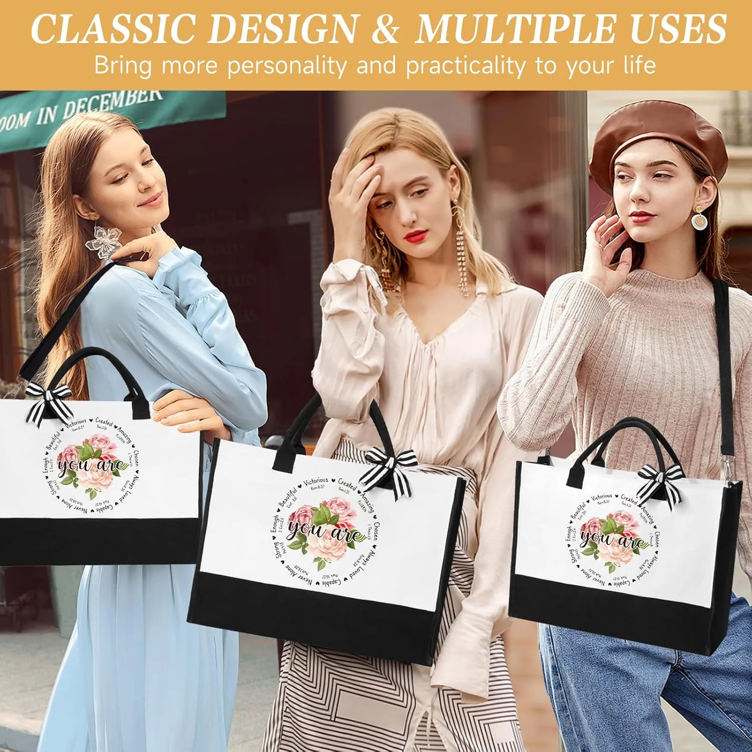 Christian Gifts for Women Faith, Inspirational Religious Gifts for Women, Catholic Spiritual Gift Baskets, Grandma Mom Sisters Best Friends Wife Birthday Christmas Gift Set - Canvas Tote Bag Tumbler