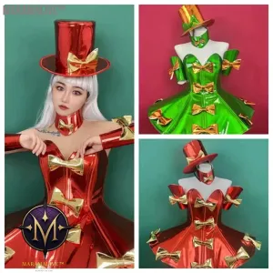 Christmas Costume Bow Dress Hat Cuff Neck Set Bar Nightclub Singer Dance Stage Birthday Party Amusement Park Tour Armor Outfits