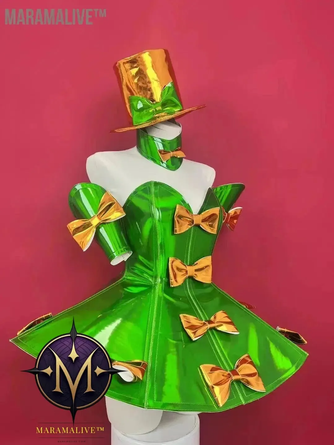 Christmas Costume Bow Dress Hat Cuff Neck Set Bar Nightclub Singer Dance Stage Birthday Party Amusement Park Tour Armor Outfits