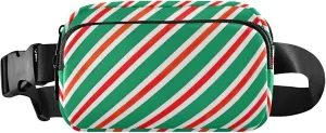 Christmas Red Green Diagonal Fanny Packs Women Waterproof Anti Theft Belt Bag Neon Crossbody Waist Pack