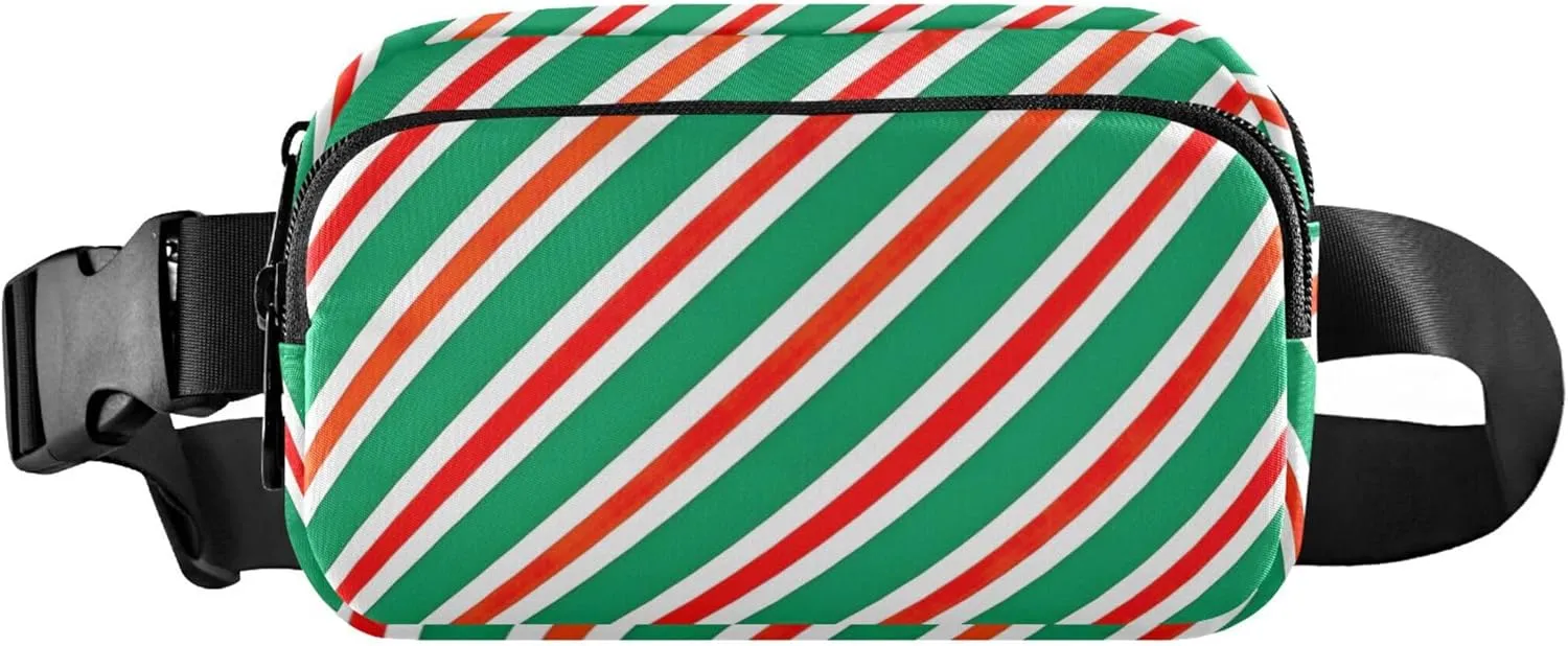 Christmas Red Green Diagonal Fanny Packs Women Waterproof Anti Theft Belt Bag Neon Crossbody Waist Pack