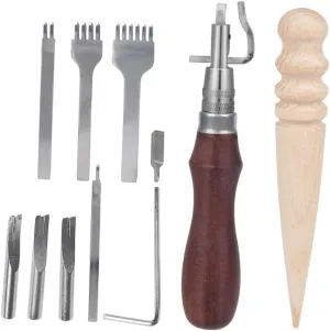 CIMAXIC Leather Craft Kit Style 11pcs Sewing Tool Accessories for Leather Making and DIY Projects