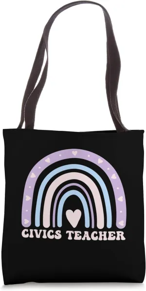 Civics Teacher application day Rainbow Civics Teacher School Tote Bag