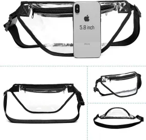 Clear Fanny Pack, BuyAgain Clear Transparent Waterproof Stadium Approved Waist Fashion Pouch Bag for Women Men Concerts Work office Sports Travel and Daily Use